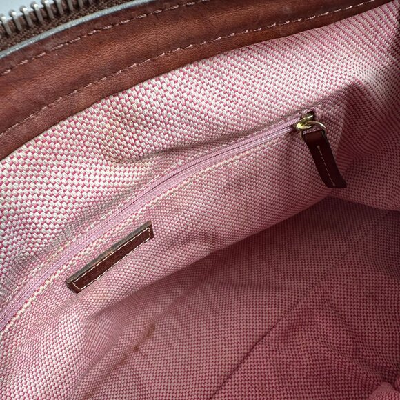 Dooney and Bourke Signature Logo Zip Top Satchel Canvas and Leather - Picture 13 of 16